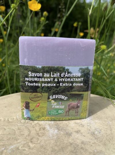Savon au lait d’ânesse – Enrichi à l’huile d’argan BIO Lavande
