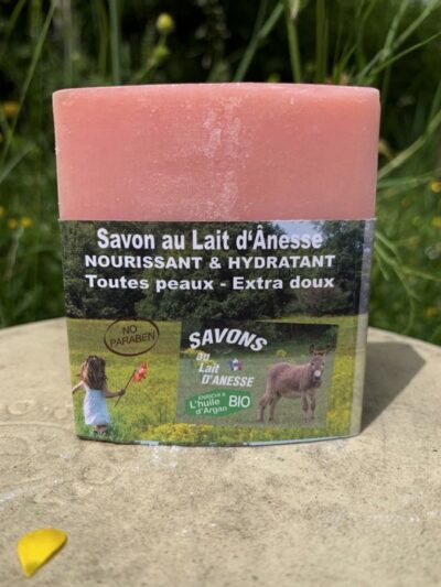 Savon au lait d’ânesse – Enrichi à l’huile d’argan BIO Rose