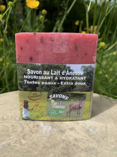 Savon au lait d’ânesse – Enrichi à l’huile d’argan BIO Vigne rouge